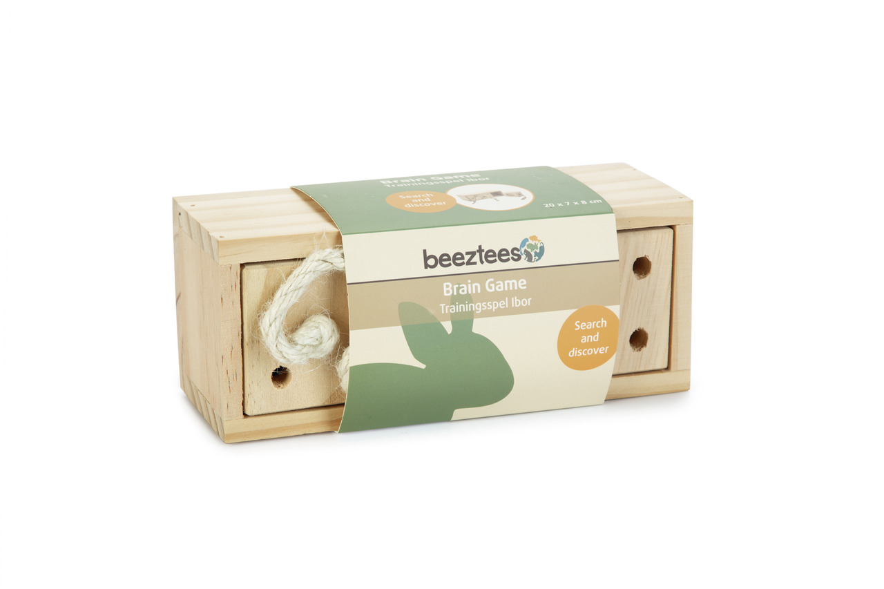 Beeztees Brain Game Ibor, Holzspielzeug für Kleintiere (z. B. Kaninchen), fördert Aktivität, Maße: 20x7x8 cm.