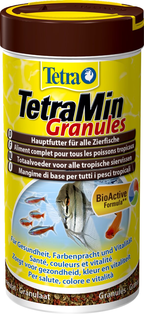 Tetra TetraMin Granules, Hauptfutter f. trop. Zierfische, BioActive-Formel: Gesundheit, Farben, Vitalität, 250 ml.