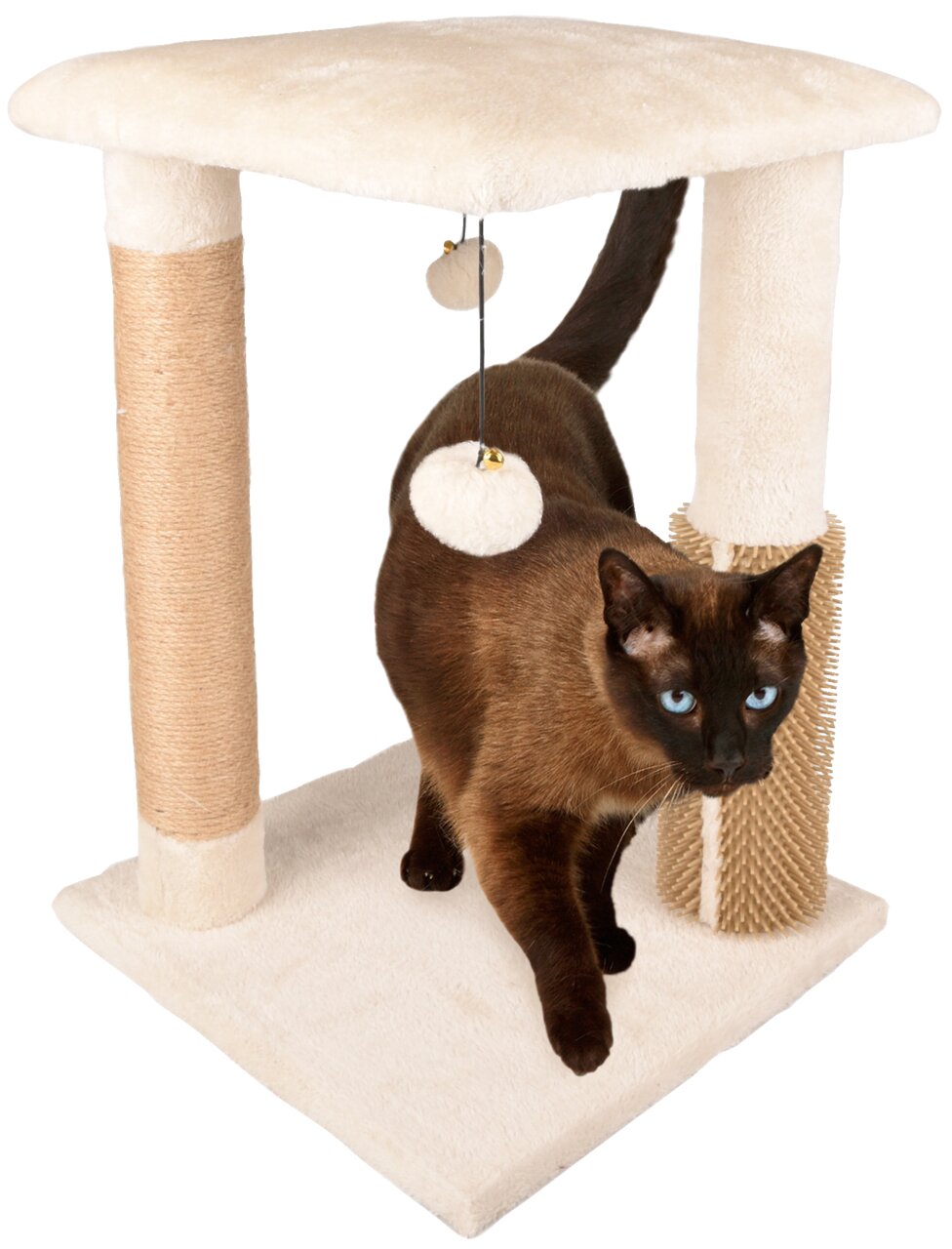 Flamingo Kratzbaum für Katzen, 2 Sisal-Säulen, weiche Liegefl., 2 Spielbälle, ideal f. Krallenpflege & Spiel.