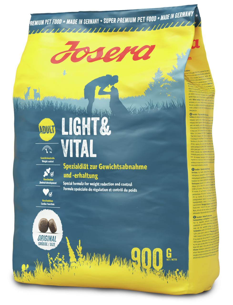 Josera Light & Vital, Trockenfutter für erw. Hunde, zur Gewichtskontrolle, 900 g, Premiumqualität aus Deutschland.
