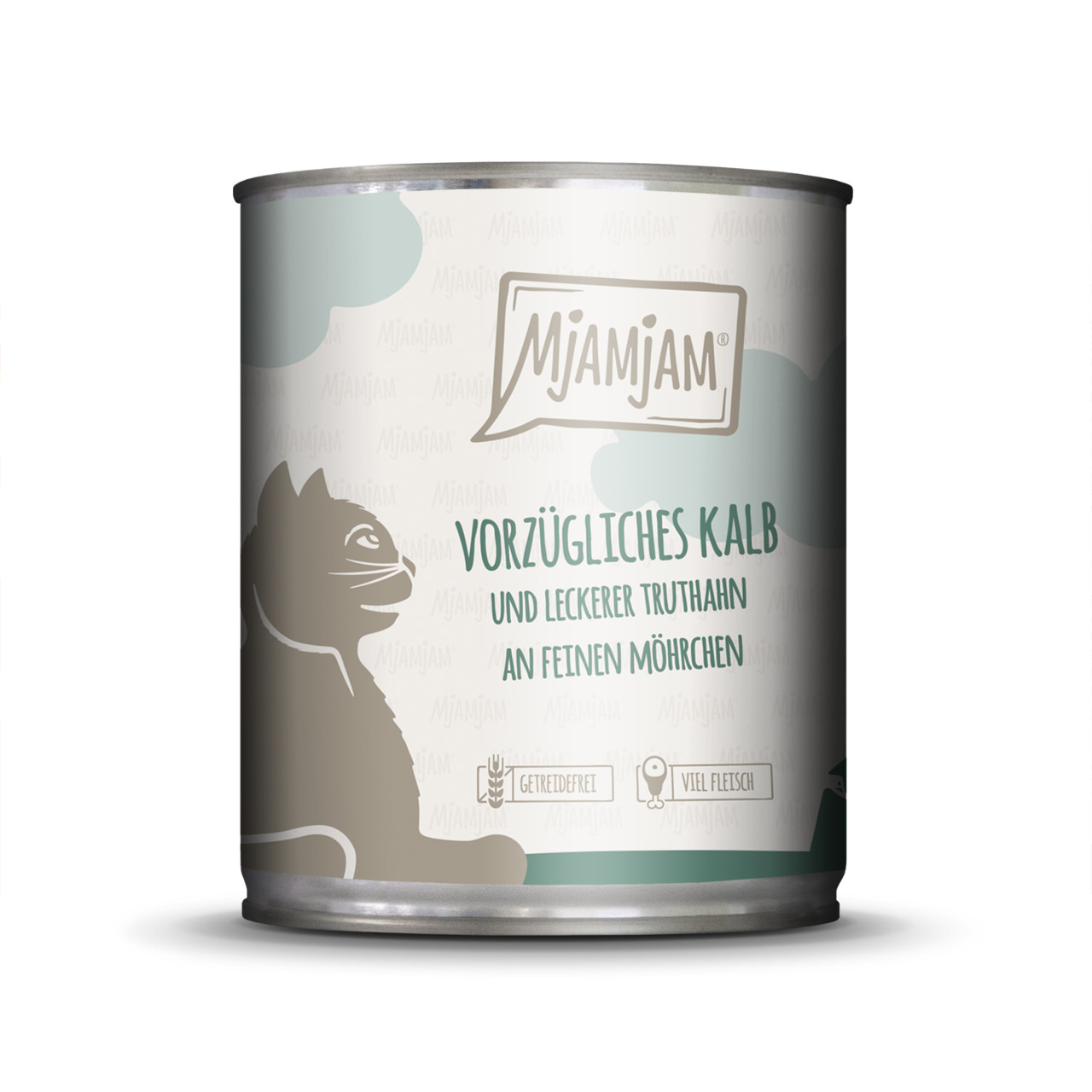 Sparpaket 24 x 800 g Mjamjam Vorzügliches Kalb und leckerer Truthahn an feinen Möhrchen Katzen Nassfutter