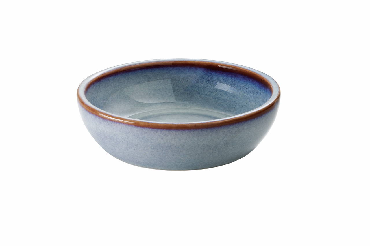 Keramik-Futternapf Stylecats, Katzen, Trocken-/Nassfutter, rund, flach, blau/braun, ideal für designbewusste Halter.