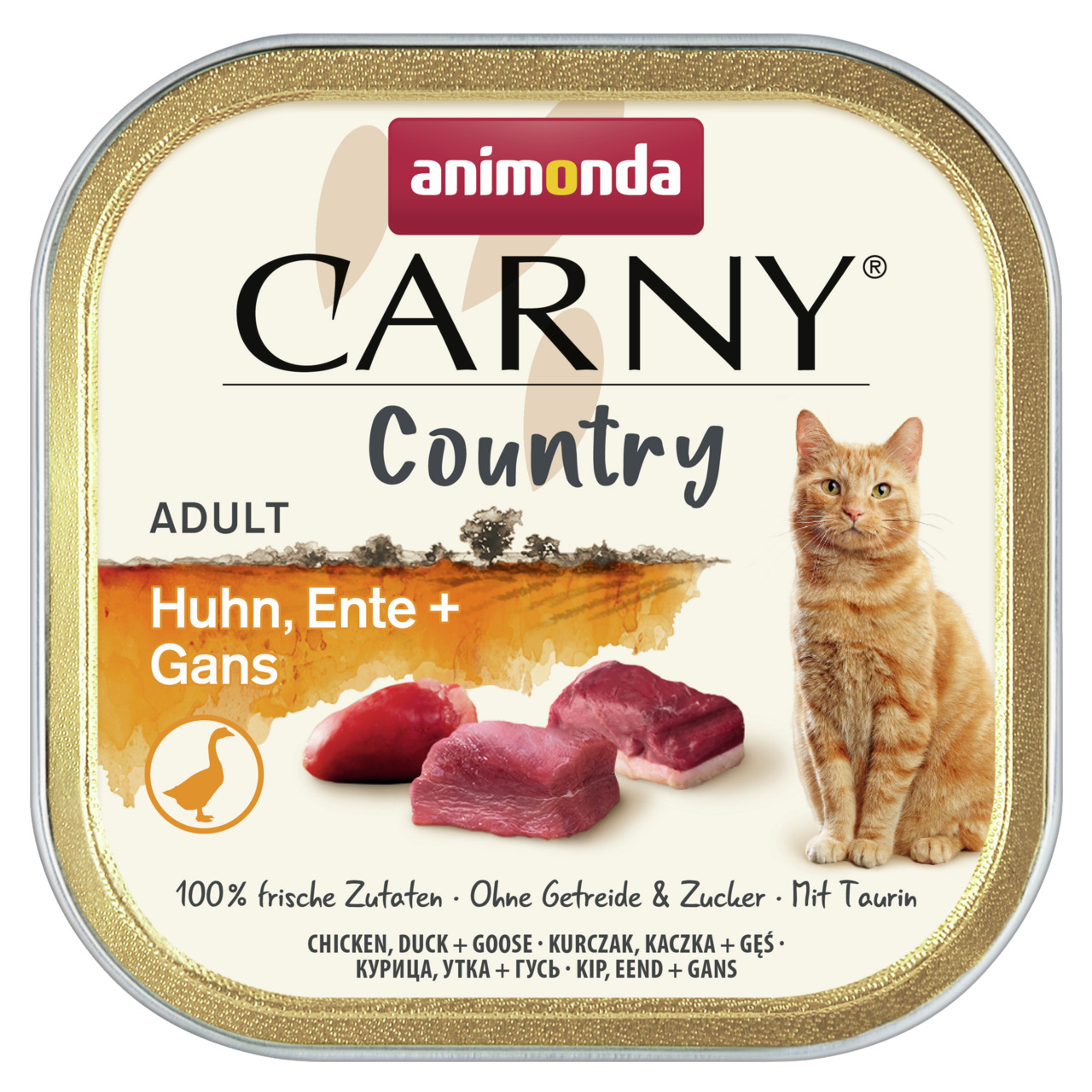 Sparpaket 32 x 100 g Animonda Carny Country Adult Huhn, Ente + Gans Katzen Nassfutter