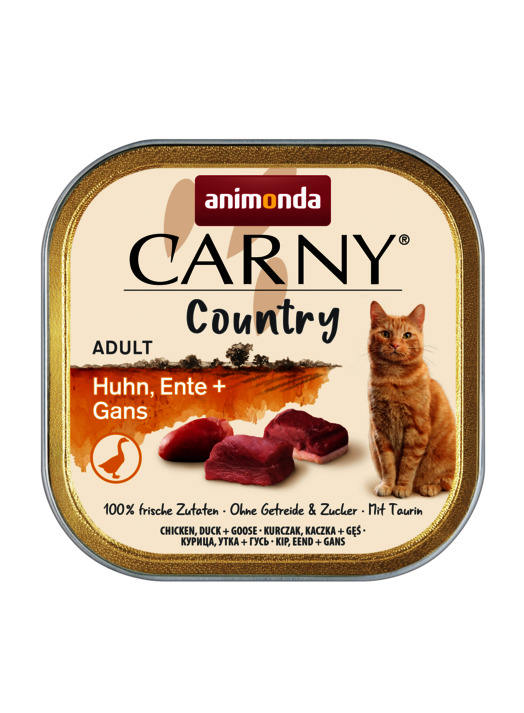 Sparpaket 32 x 100 g Animonda Carny Country Adult Huhn, Ente + Gans Katzen Nassfutter