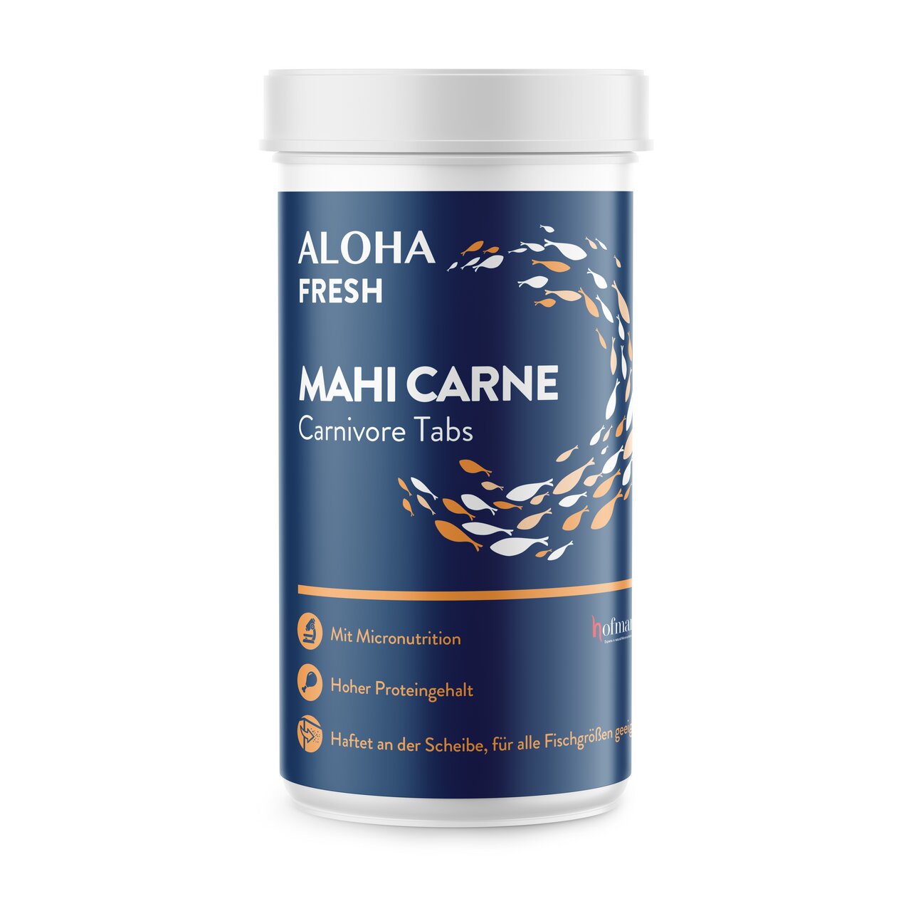 ALOHA Fresh Mahi Carne, Carnivore Tabs für alle Fischgrößen, hoher Proteingehalt, 200g Dose, haftet an Aquarienscheiben.