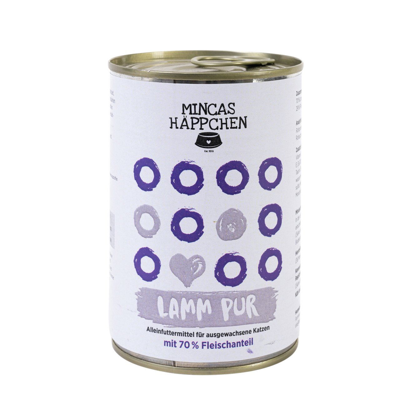 Mincas Häppchen Lamm Pur, Alleinfutter f. ausgewachsene Katzen, 70 % Fleisch, 400 g.