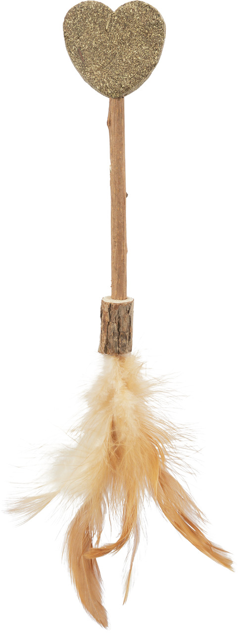 TRIXIE Katzenspielzeug: Holzstab mit herzförmigem Catnip-Element & Federn. Fördert Spieltrieb & Aktivität.