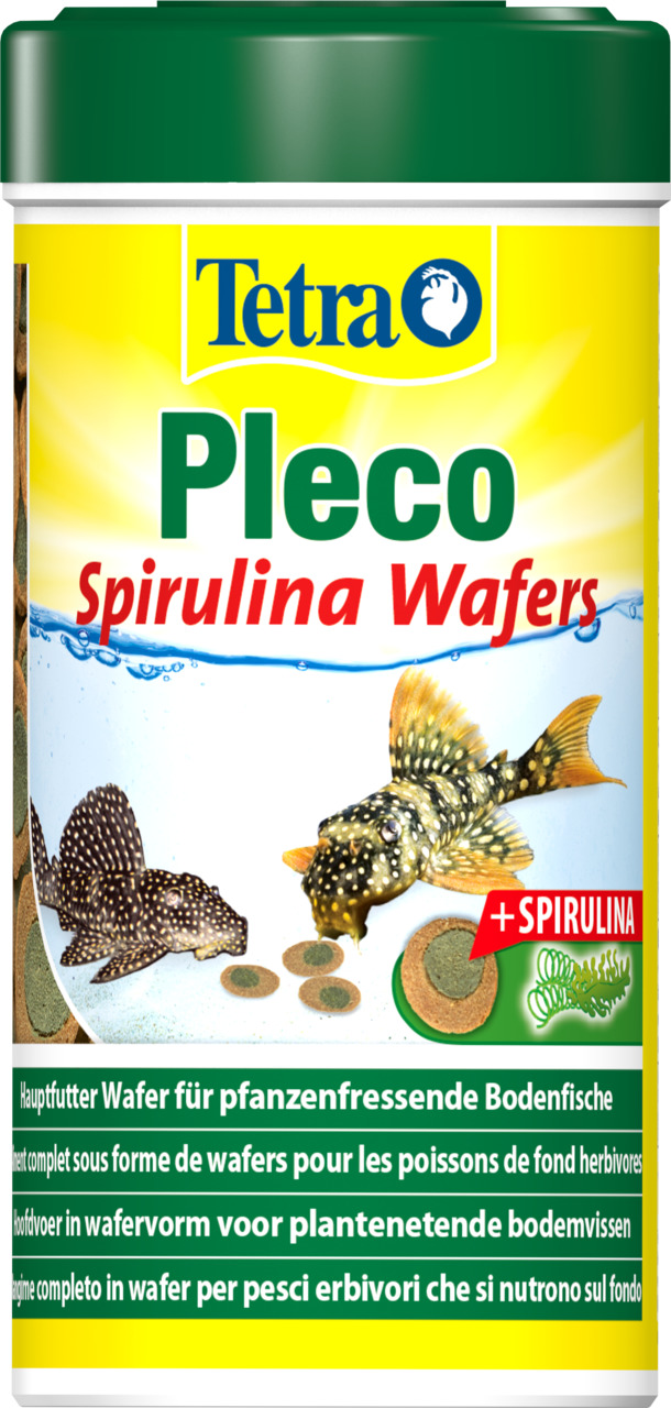 Tetra Pleco Spirulina Wafers, Hauptfutter für pflanzenfressende Bodenfische (z. B. Welse), Spirulina, 250 ml.