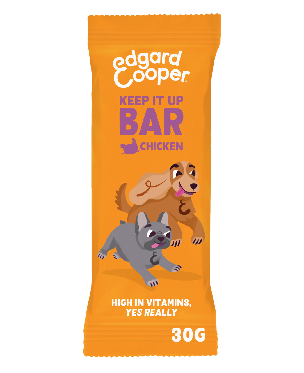 Edgard & Cooper Keep It Up Bar Chicken, Snackriegel für Hunde, Geschmacksrichtung Huhn, reich an Vitaminen, 30 g.
