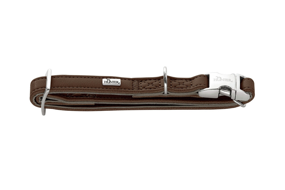 Hundehalsband HUNTER "Modern Art Luxus", für alle Hunde, Leder, silberne Metallelemente, robust, komfortabel, stilvoll.