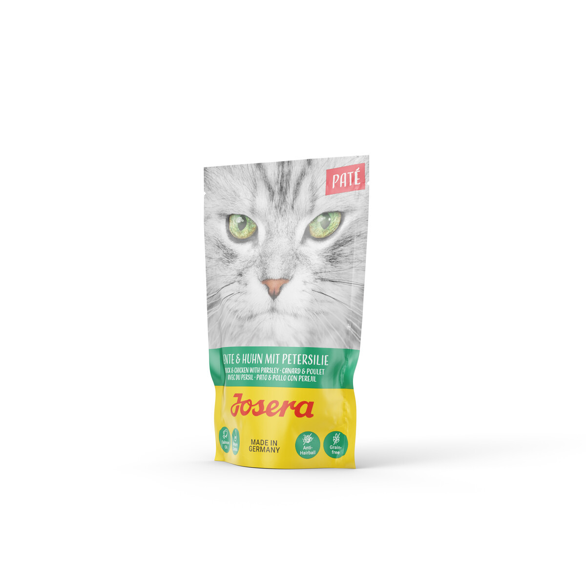 Josera Paté Ente & Huhn m. Petersilie, Katzenfutter, getreidefrei, ohne Zuckerzusatz, Made in Germany, 85g.