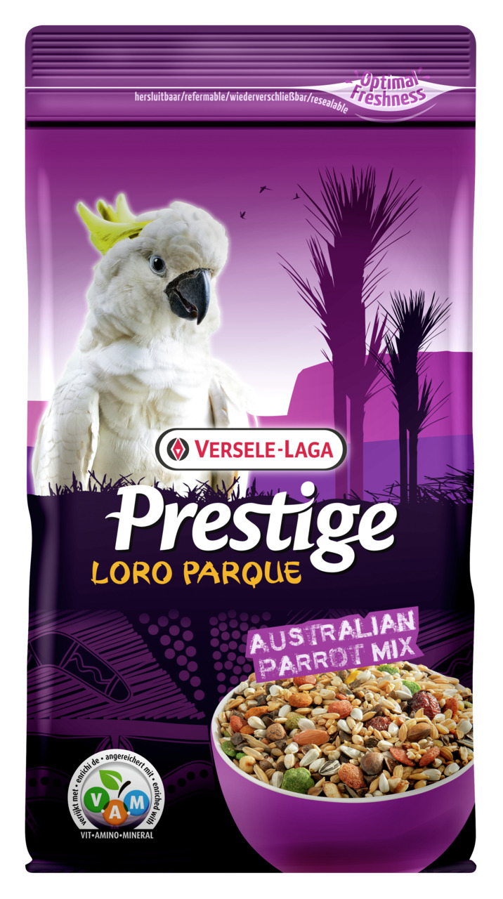 Versele-Laga Prestige Loro Parque Australian Parrot Mix: Futter f. austral. Papageien, angereichert, 1kg, wiederverschließbar.
