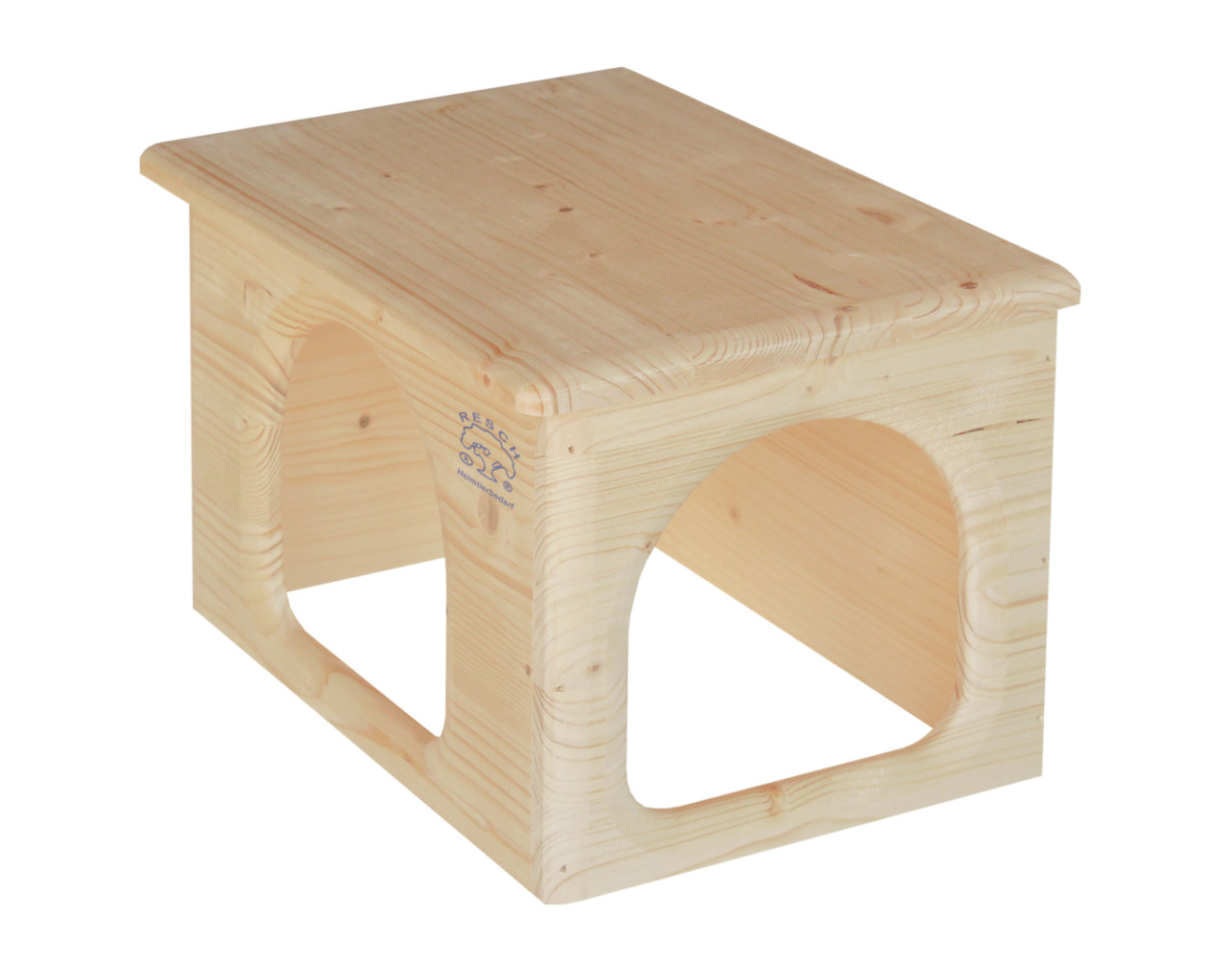 Resch Holzhaus für Nager (Meerschweinchen/Kaninchen), unbehandelt, 2 Eingänge, flaches Dach als Liegefläche. Maße s. Bild.