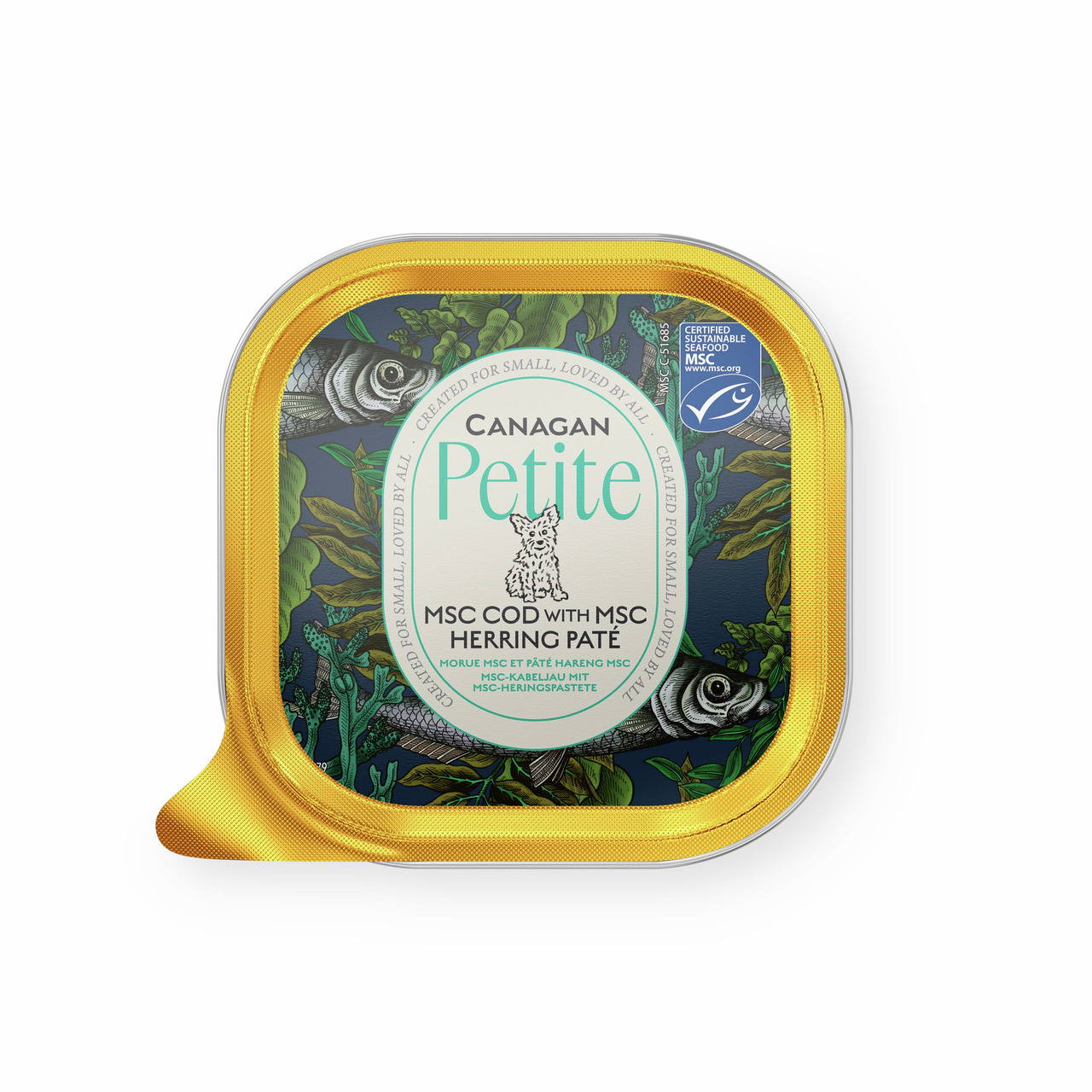 Canagan Petite MSC Cod & Herring Paté, Nassfutter f. kl. Hunde, MSC-zert., Kabeljau & Hering, 85g, nachhaltige Fischerei.