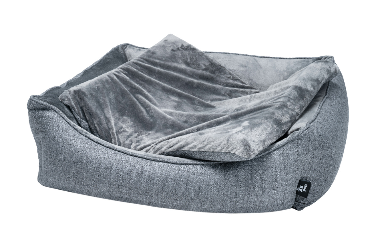 Haustierbett Allpets, für Hunde/Katzen, grau, weicher Stoff, Plüschdecke herausnehmbar, ideal für Komfort/Wärme.