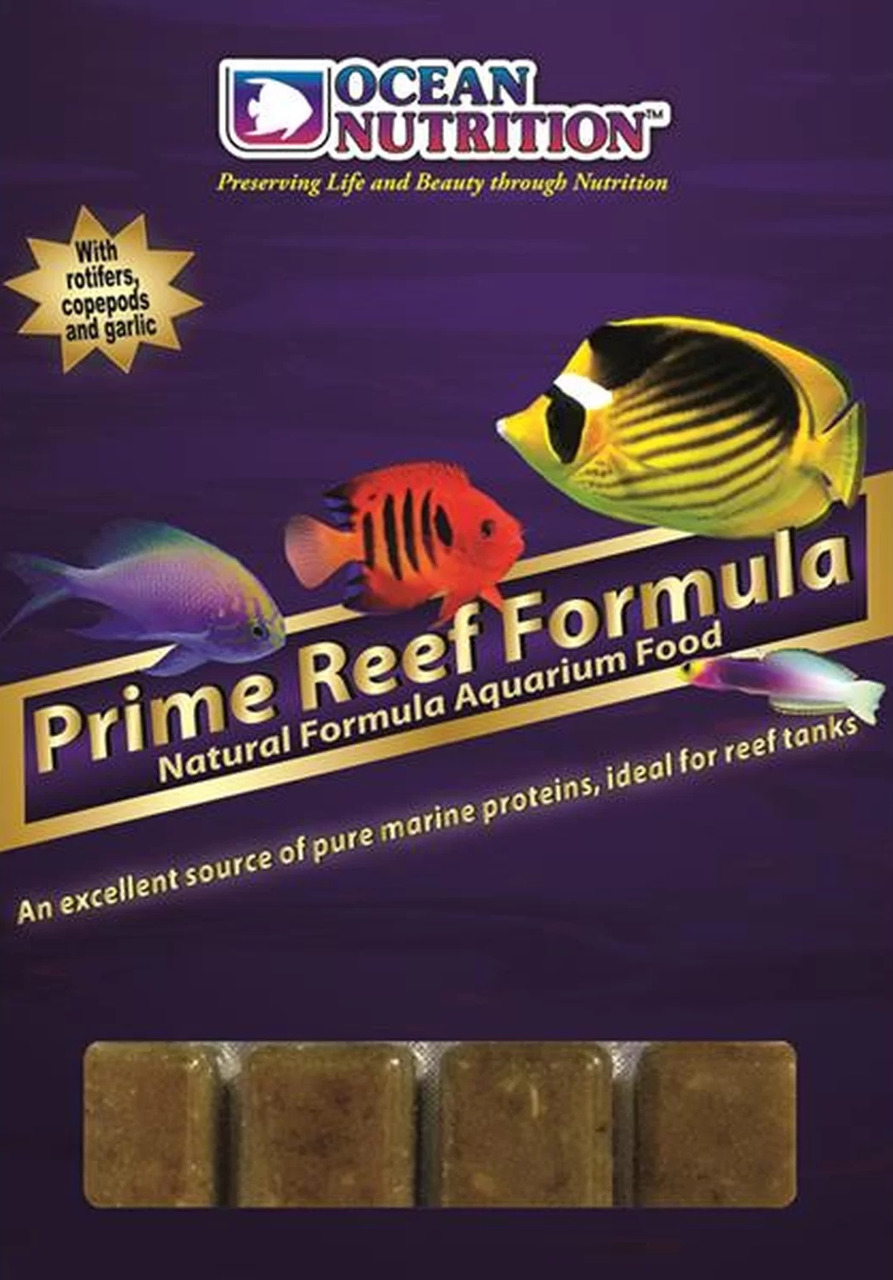Ocean Nutrition Prime Reef Formula: Fischfutter für Riffaquarien, mit Meeresproteinen, Ruderfußkrebsen, Rotiferen, Knoblauch, Blister, 125g.