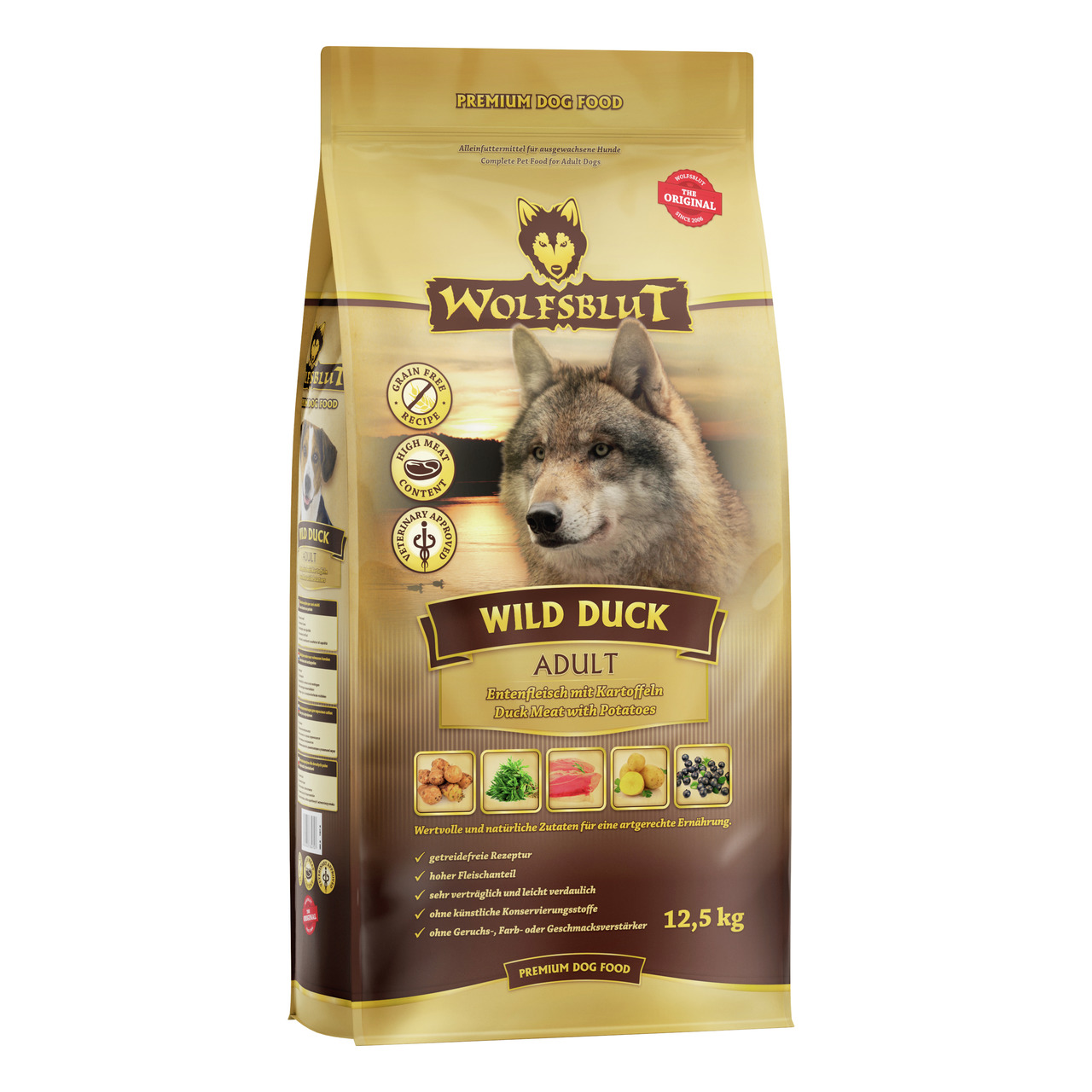 WOLFSBLUT Wild Duck Entenfleisch mit Kartoffeln 12,5kg Hundetrockenfutter