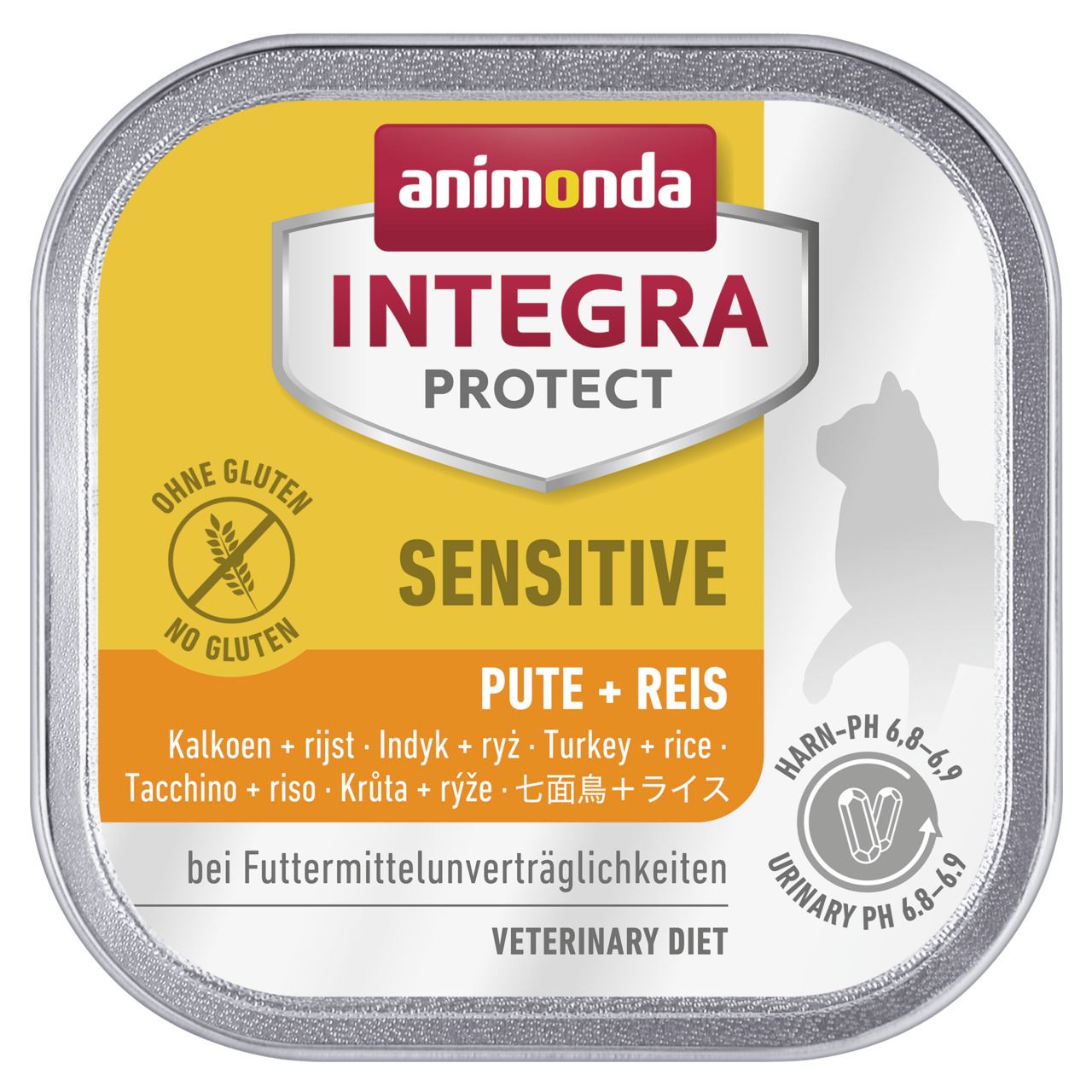 Animonda Integra Protect Sensitive Katzenfutter, Pute & Reis, glutenfrei, Spezialfutter bei Unverträglichkeiten, 6,8–6,9 pH, 85g.