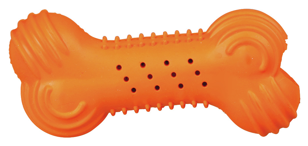TRIXIE Hundespielzeug, Knochenform, Gummi, mit Noppen-Rillen für Zahnpflege, robust, für mittelgroße-große Hunde.