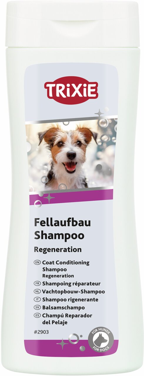 TRIXIE Fellaufbau Shampoo Regeneration für Hunde, verbessert die Fellpflege. Inhalt: 250 ml, schützt und regeneriert das Fell.