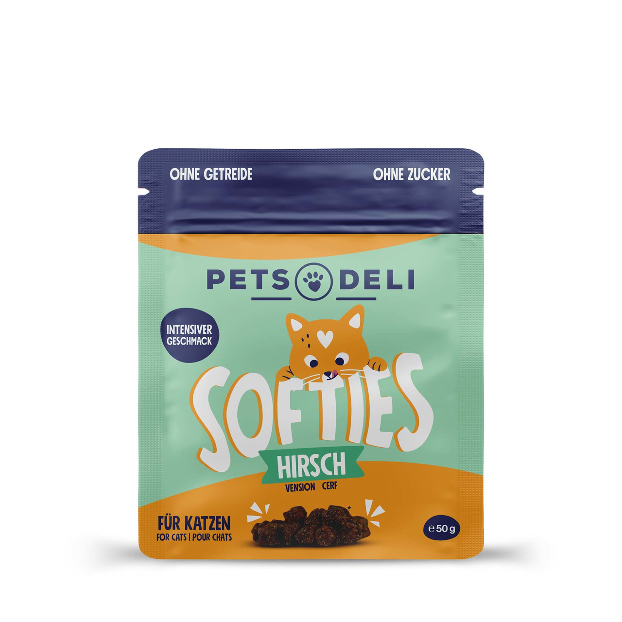 Pets Deli Softies Hirsch für Katzen, getreide- & zuckerfrei, intensiver Geschmack, 50 g.
