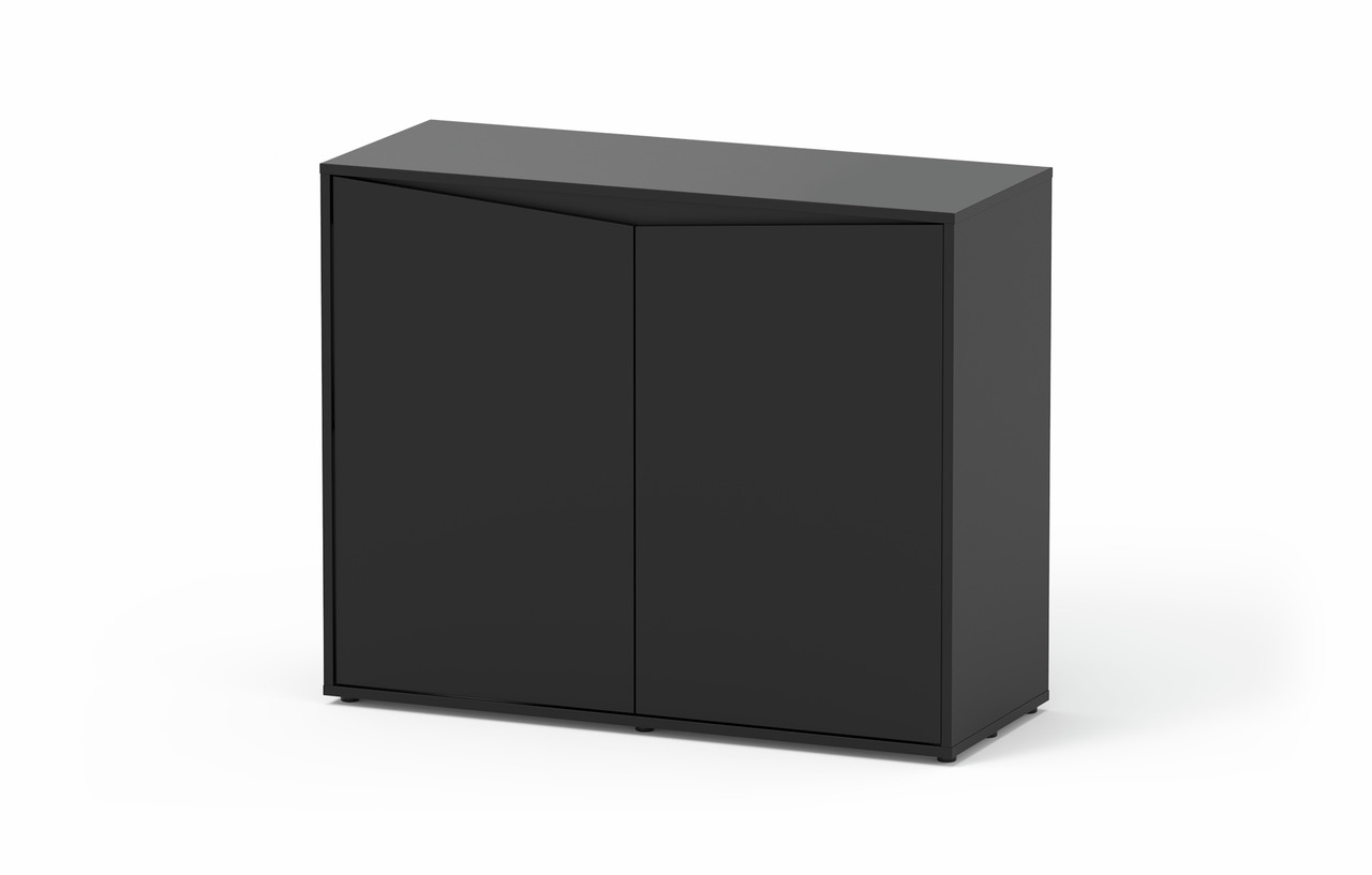 Aquatlantis Unterschrank, stabiler Stauraum für Aquarien, 2 Türen, glatte Oberfläche, modern, schwarz, rechteckig.