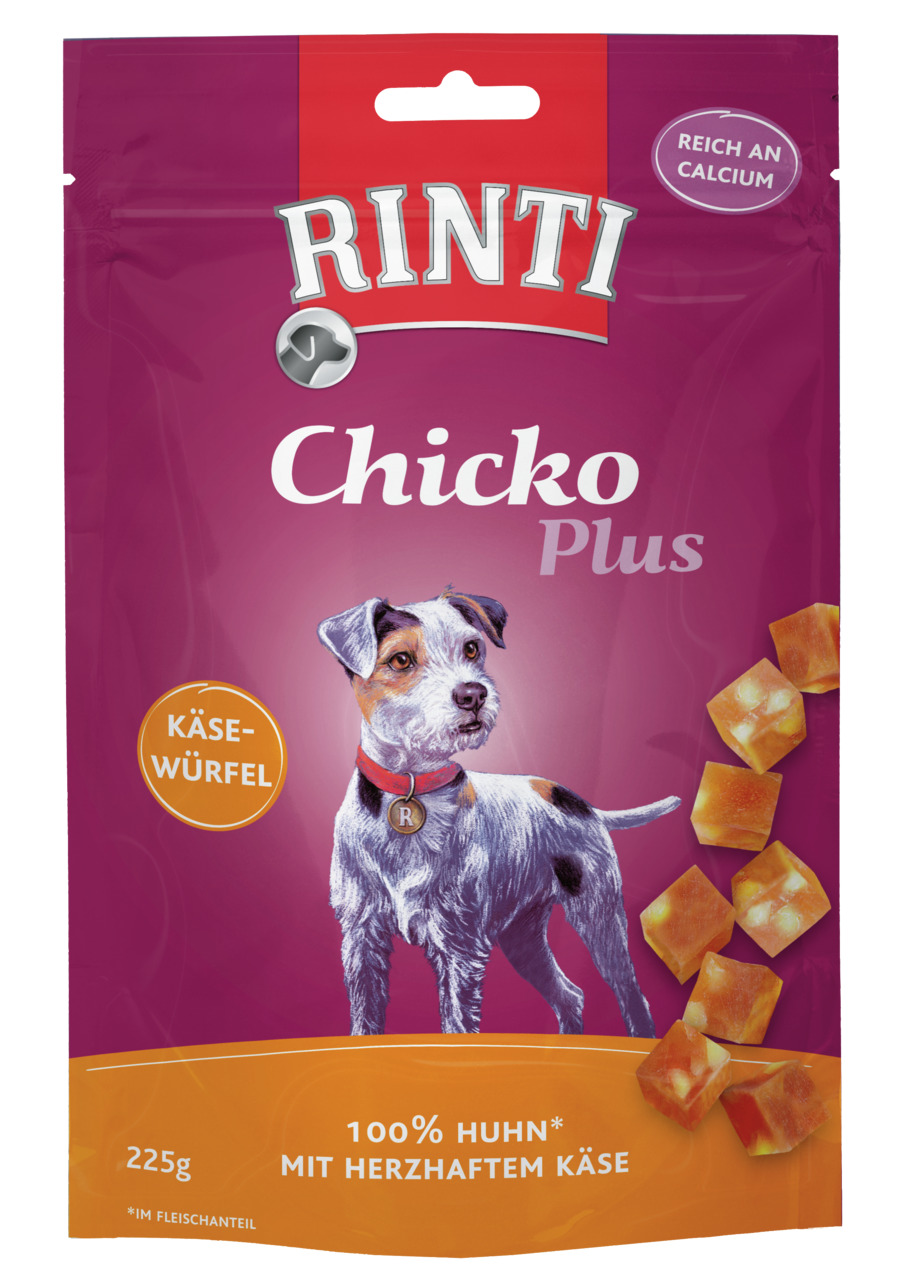 Sparpaket 2 x 225 g Rinti Chicko Plus Käsewürfel mit Huhn Hunde Snack