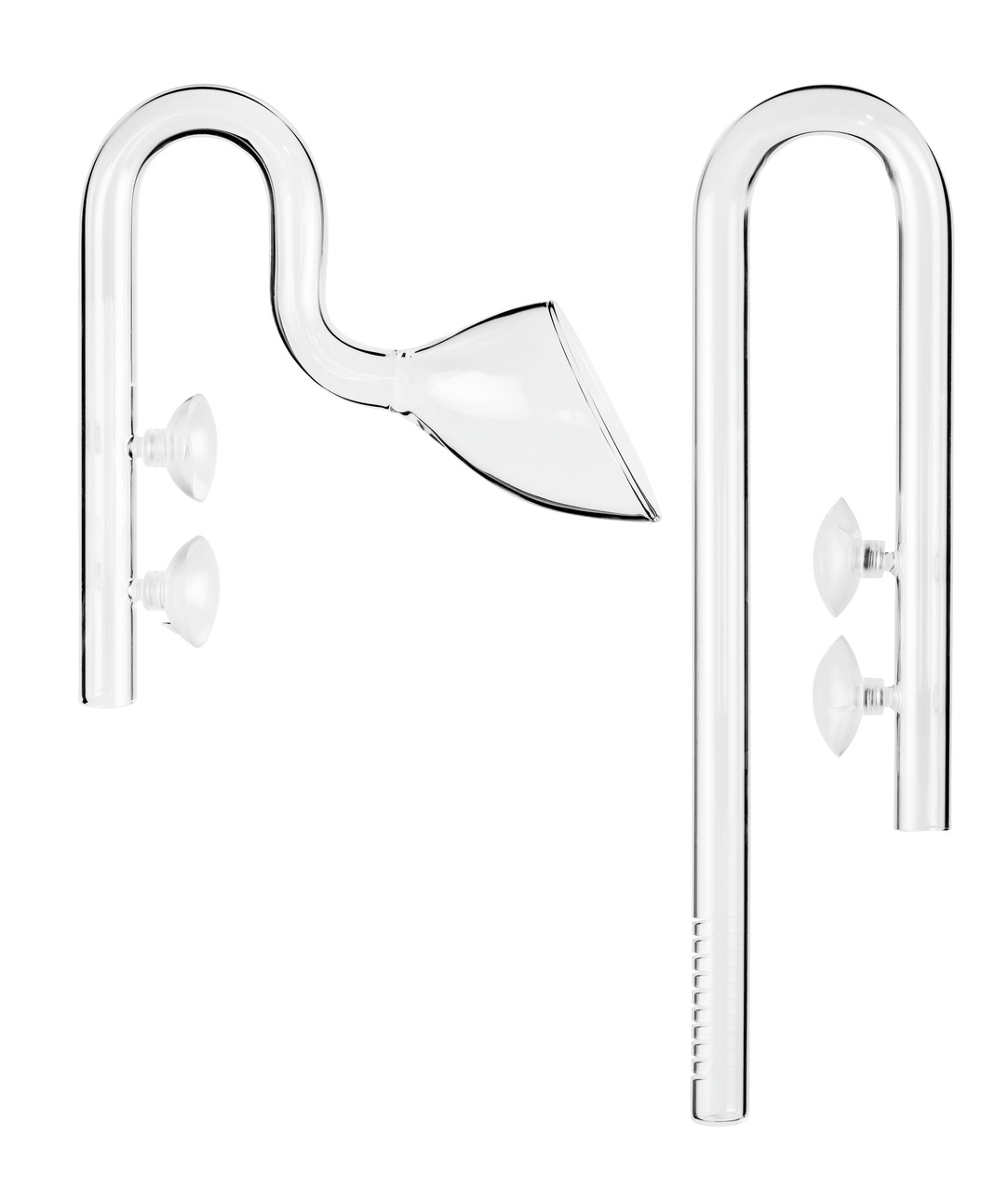 Amazing Aqua Glasrohr-Set: 2 Röhren (Ein-/Auslass) m. Saugnäpfen, trichterf. Öffnung/Schlitze, für Aquarien, ideal für Aquaristik-Fans.