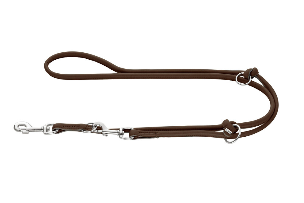 HUNTER Führleine, Leder, verstellbar, für Hunde aller Größen, braun, mit Metallkarabinern & Ringen, ideal für Spaziergänge, Training.