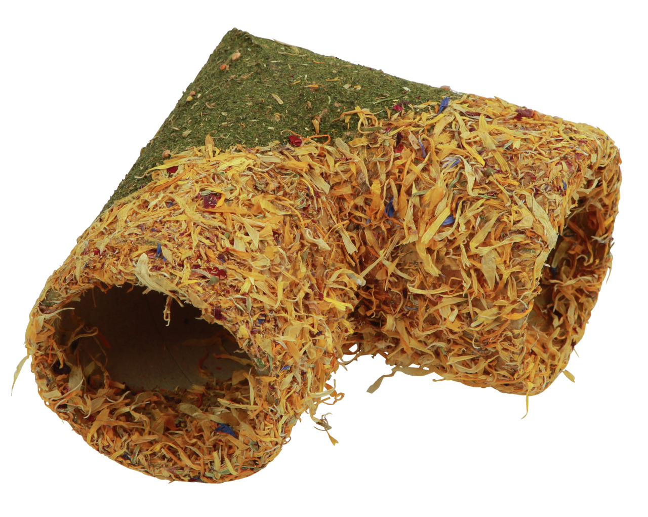 Kerbl Nager-Tunnel: Spiel-/Versteckzubehör f. Kaninchen/Meerschweinchen, aus Heu+Blüten, essbar, fördert Nageverhalten.