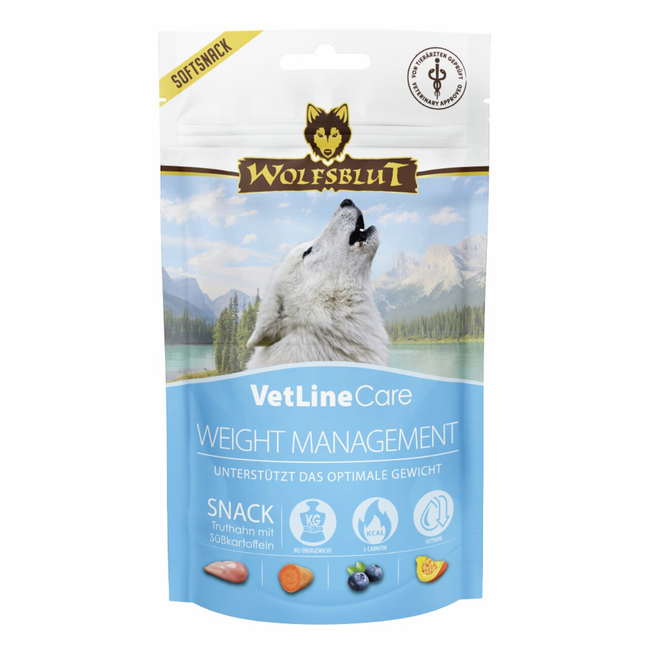 Wolfsblut VetLine Care Weight Management Softsnack, Hundesnack, Truthahn & Süßkartoffeln, 150 g, fettarm, mit L-Carnitin.