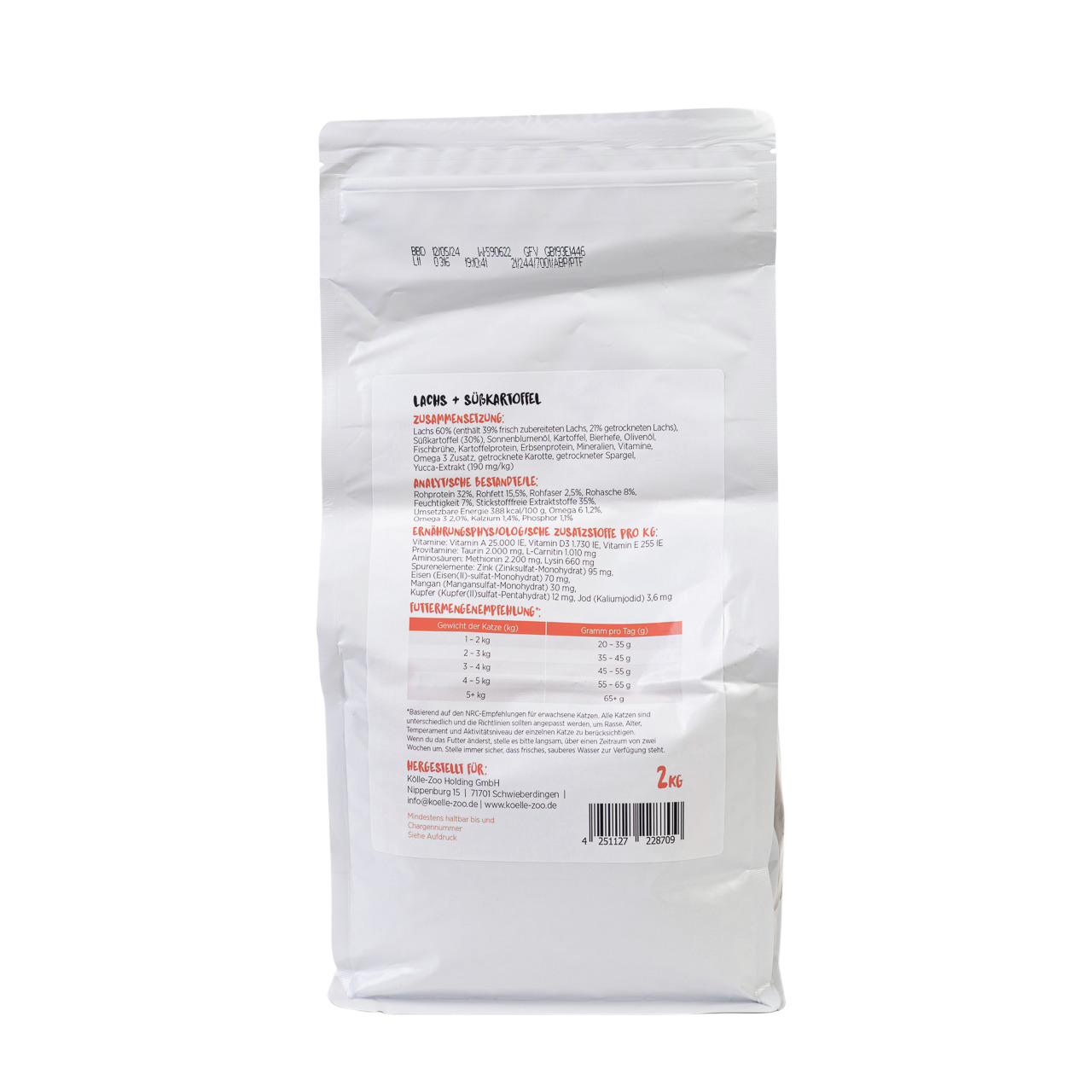 Sparpaket 2 x 2 kg Mincas Häppchen 60 % Lachs & Süßkartoffel Grainfree Katzen Trockenfutter