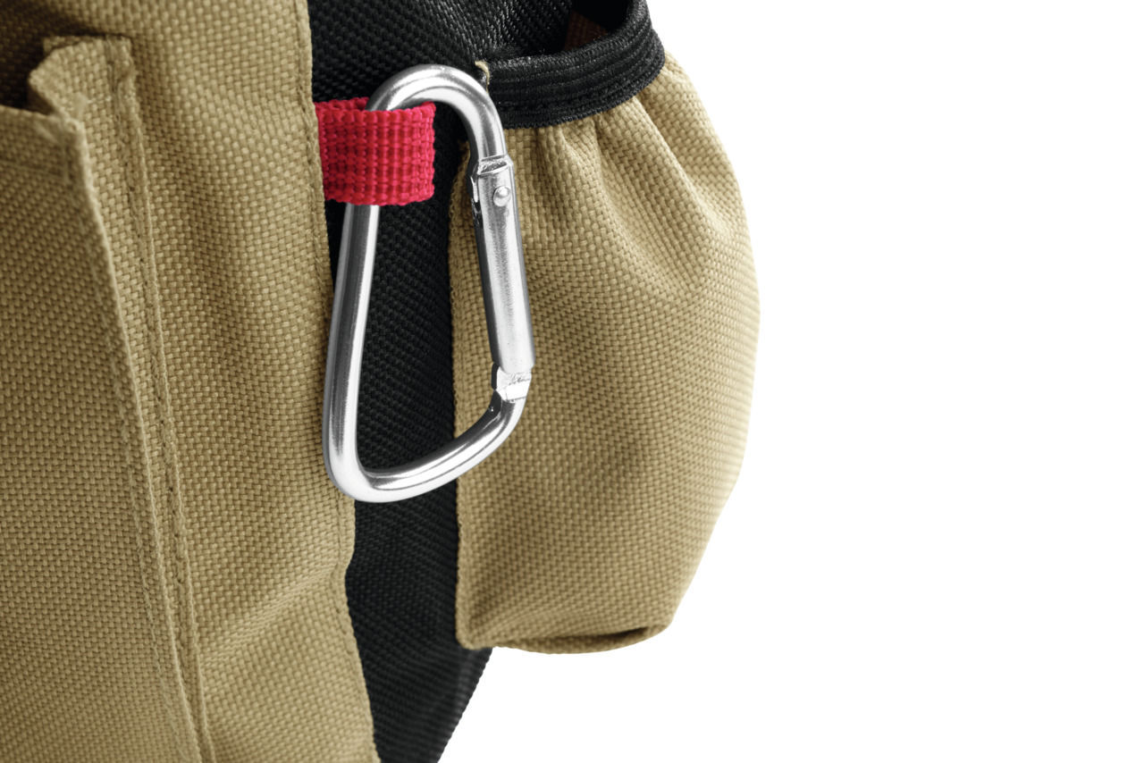 HUNTER Hundetasche, beige-schwarz, robust, mit silbernem Karabiner an roter Schlaufe, ideal für Hundebesitzer, Zubehörtransport.
