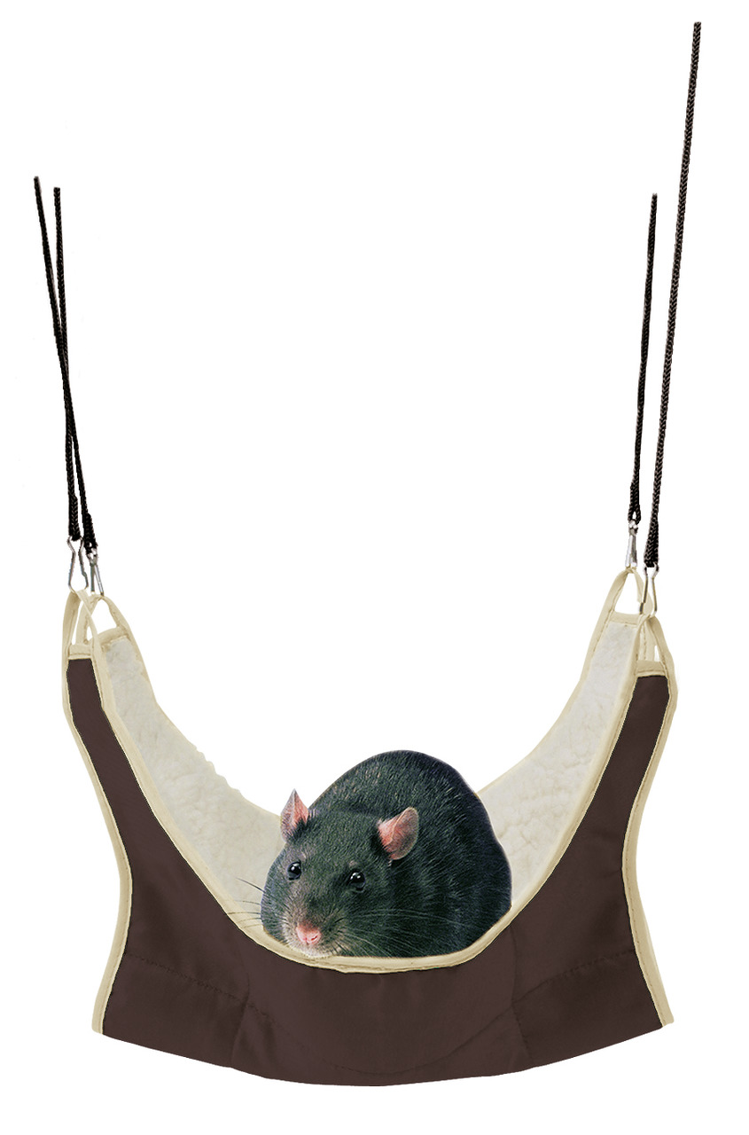TRIXIE Hängematte 4011905626925, für Ratten-Kleinnager, braun, Plüsch creme, stabil, gemütl. Rückzugsort, Befestigung mit Gurten-Haken.