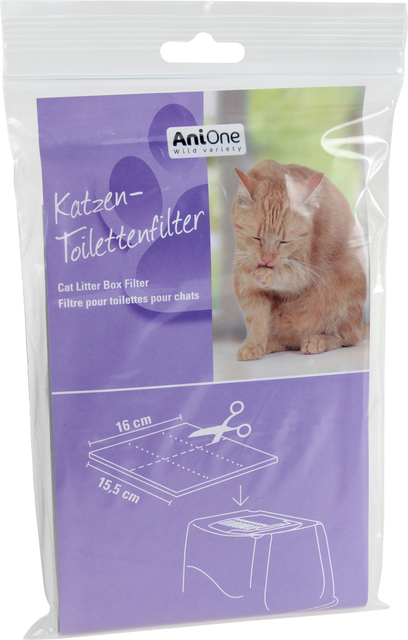 AniOne Katzen-Toilettenfilter, für Katzenbesitzer, Hygiene-Verbesserung, zuschneidbar, Maße: 16x15,5 cm, transparente Verpackung.