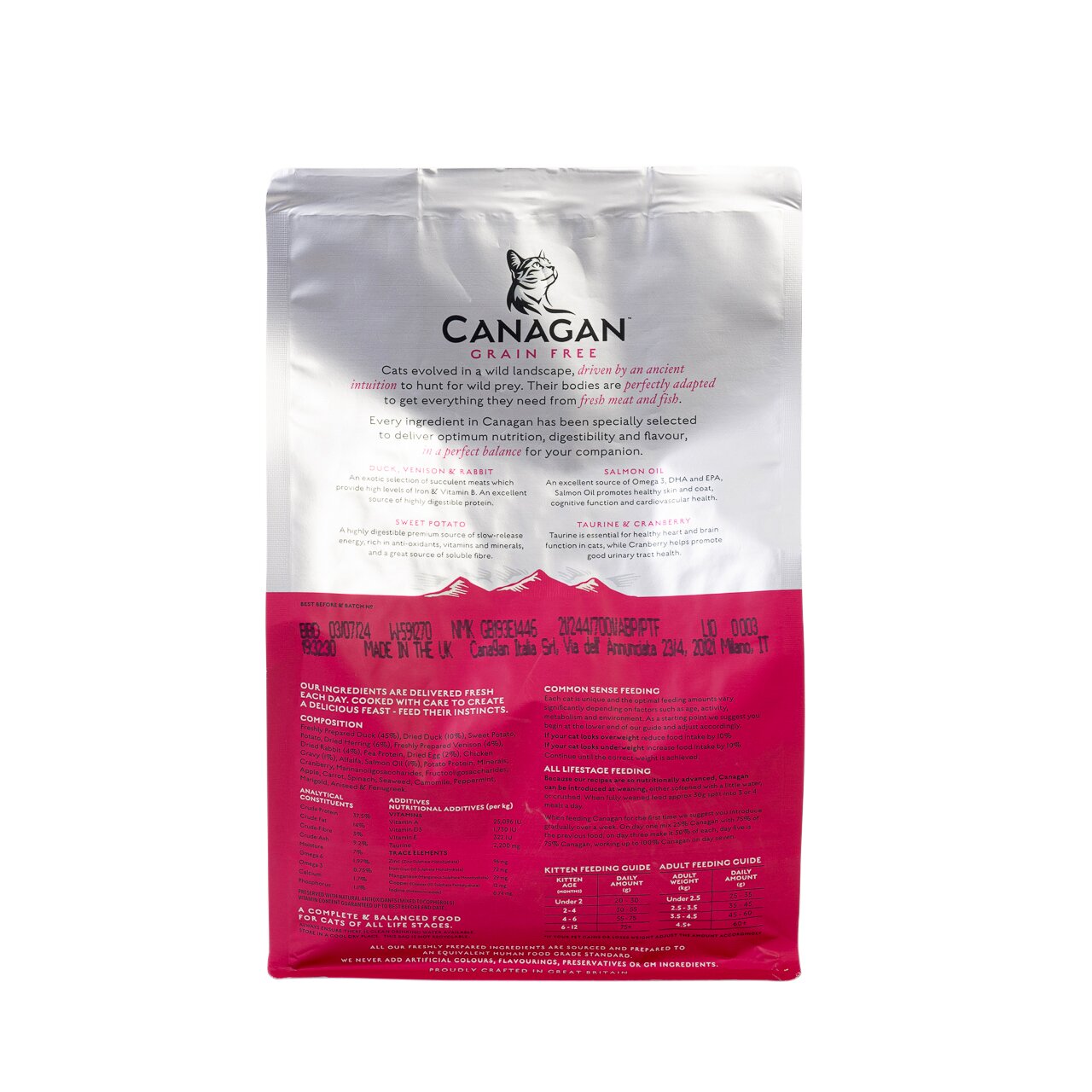 Canagan Grain Free Katzenfutter, Ente-Wild-Kaninchen, 1,5 kg, mit Süßkartoffeln & Lachsöl, speziell für Katzen, hochwertig.