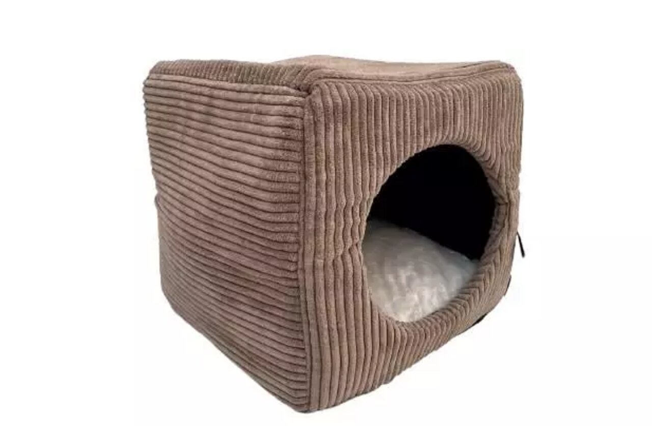 LEBON Cubo Katzenhöhle/Bett Cord, Braun