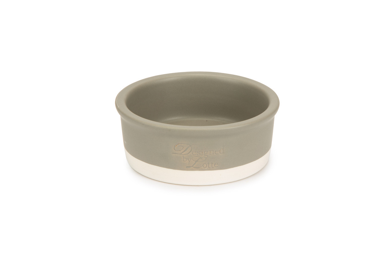 Keramik-Hundenapf Designed by Lotte, zweifarbig (grau-weiß), für Hunde, robust, leicht zu reinigen, ideal für stilbewusste Halter.