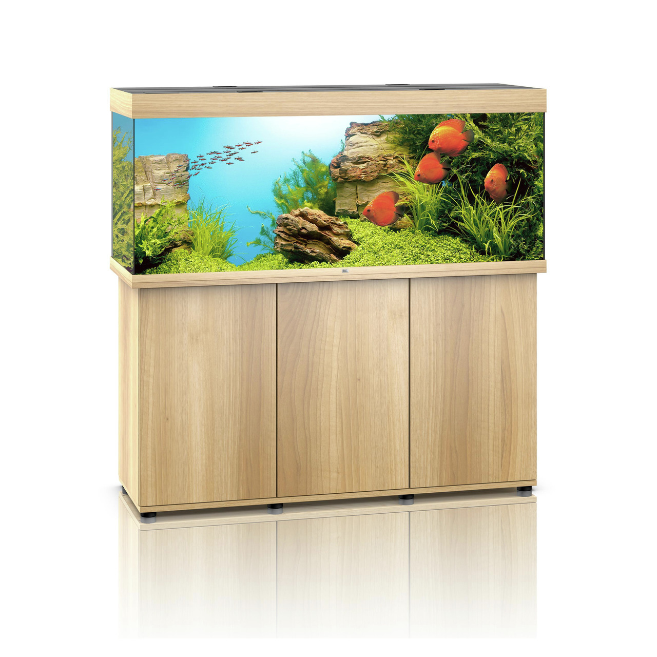 JUWEL Rio 350 LED Aquarium, Süßwasserfische, 350 L, LED-Beleuchtung, Unterschrank Holzoptik, dekorative Unterwasserlandschaft.