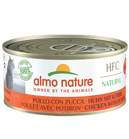 Almo Nature HFC Natural Katzenfutter, Huhn+Kürbis, 70 g, 100% natürlich, für Katzen, hochwertige Zutaten für gesunde Ernährung.