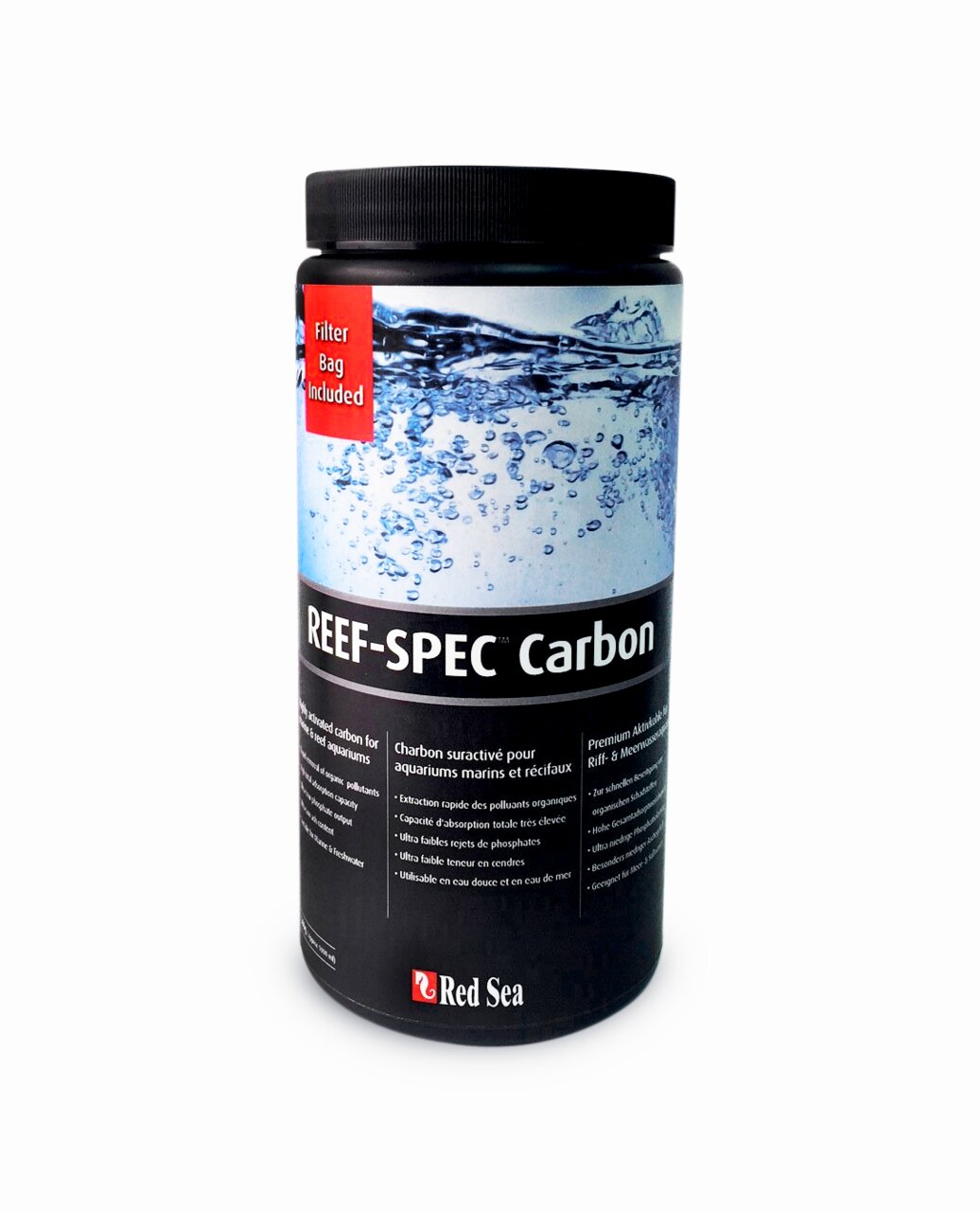 Red Sea REEF-SPEC Carbon, 1L Aktivkohle, für Meerwasseraquarien, entfernt Schadstoffe, hohe Phosphatabsorption, inkl. Filterbeutel.