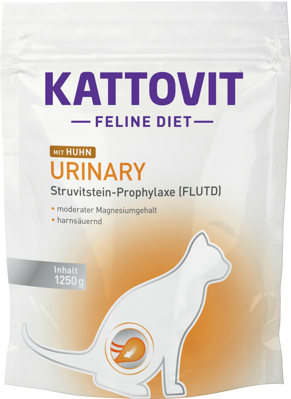 Kattovit Feline Diet Urinary, Huhn, 1250 g, für Katzen mit Harnwegserkrankungen, Struvitstein-Prophylaxe, moderater Mg-Gehalt, harnsäuernd.