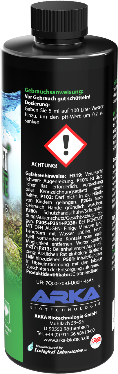 ARKA MICROBE-LIFT pH-Down, Wasserpflegemittel für Aquarien, senkt pH-Wert, 473 ml, mit Dosieranleitung & Warnhinweisen.