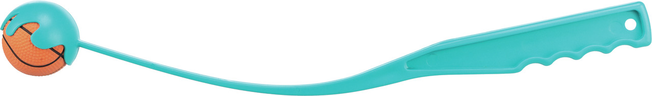 TRIXIE Ballwerfer für Hunde, türkis, mit ergonom. Griff + orange-schwarzem Ball. Fördert Apportieren. Für mittelgr.-große Hunde.