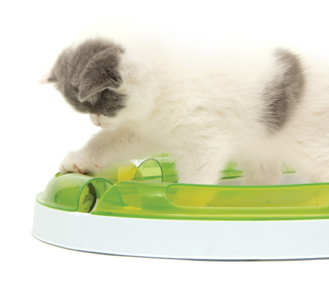 Catit Senses 2.0 Spielschienen-Set für Katzen, fördert Aktivität & Spieltrieb, ideal für junge/aktive Tiere, grün-weiße Konstruktion.