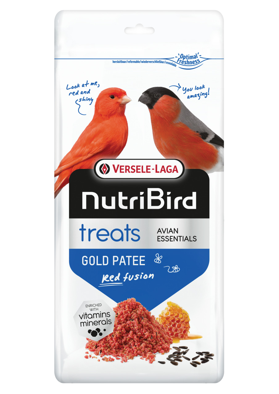 Versele-Laga NutriBird Gold Patee Red Fusion, Ergänzungsfutter für Kanarien & Finken, Red Fusion, mit Vitaminen, Honig, Samen, wiederverschließbar.