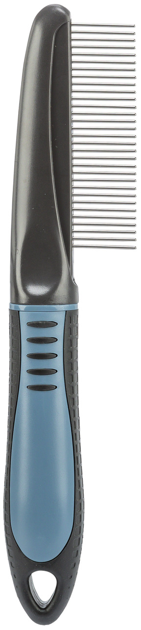 TRIXIE Flohkamm für Hunde & Katzen, ergonom. Griff (Schwarz-Blau), feine Metallzinken, entfernt Flöhe-Schmutz, ideal f. Fellpflege.