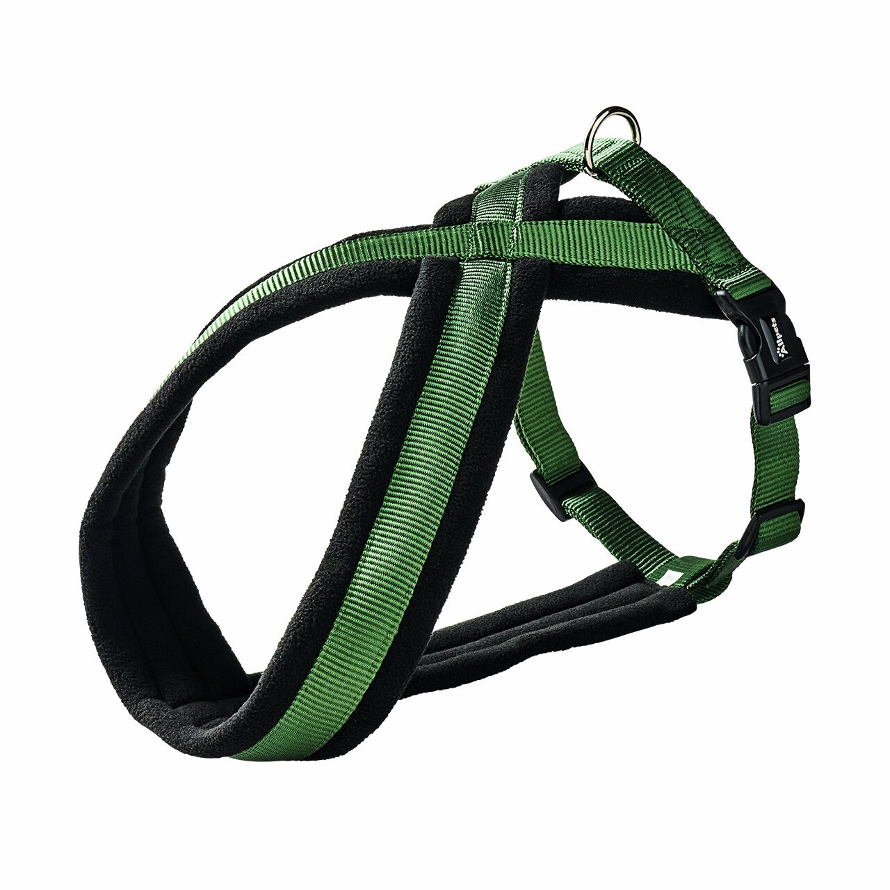 Allpets Hundegeschirr, Nylon, gepolstert, für alle Hunde, grün, stabiler Metallring, Klickverschluss, ideal für Outdoor, Spaziergänge.