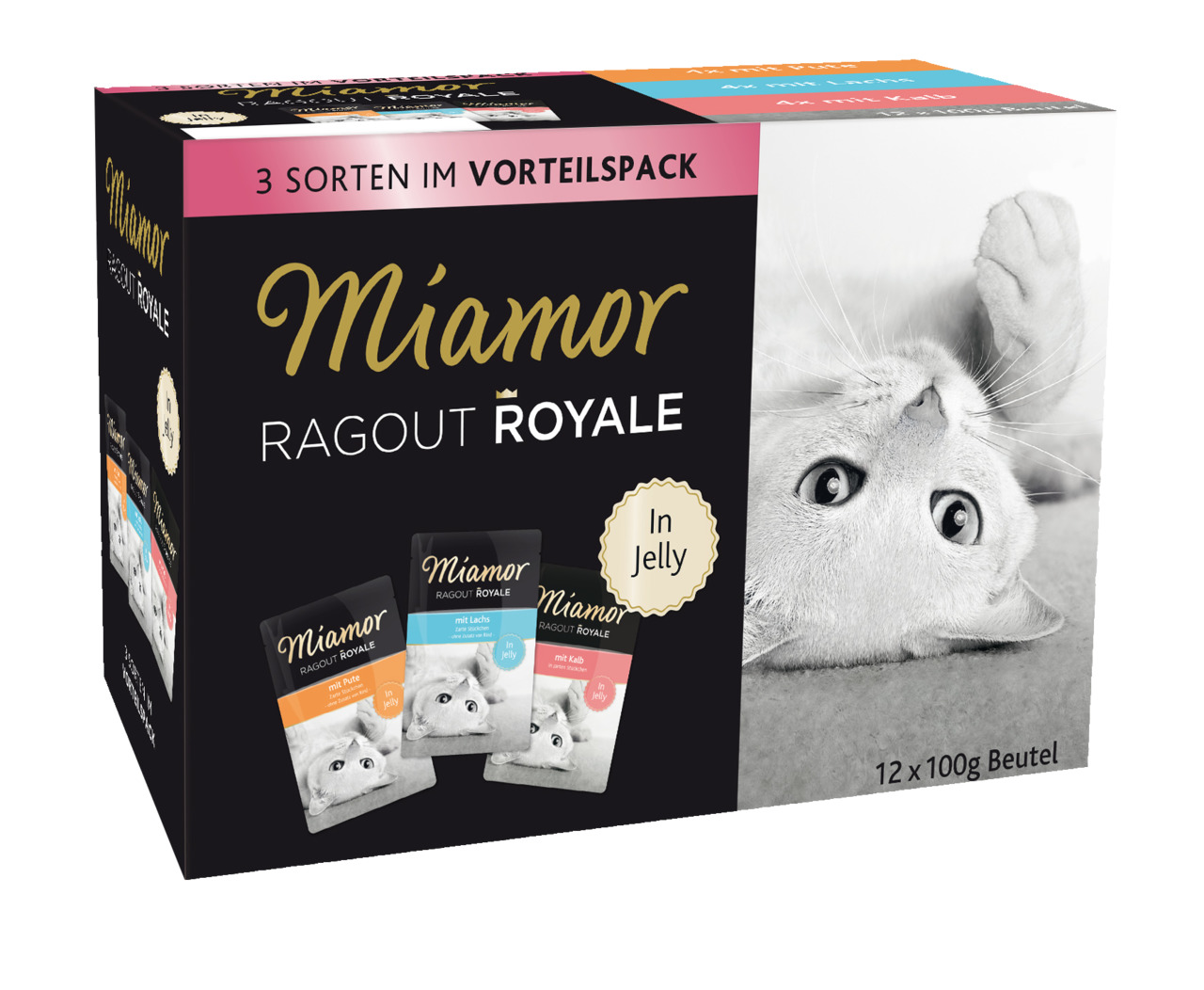 Sparpaket 2 x 12 x 100 g Miamor Ragout Royale in Jelly Multipack 2 Katzen Nassfutter