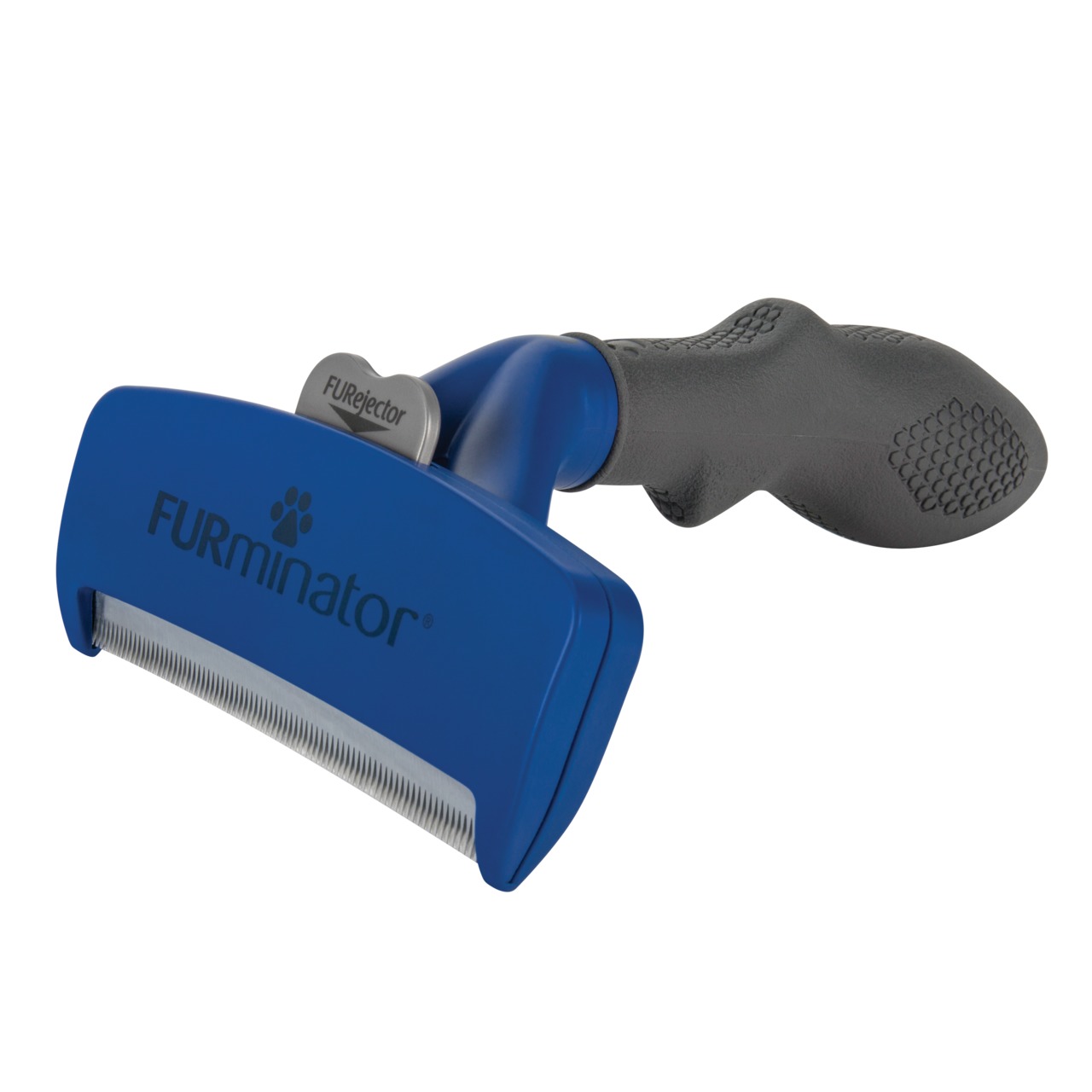 FURminator deShedding-Tool für Hunde, reduziert lose Haare, ergonomisch, blaue Klinge, hochwertige Fellpflege.